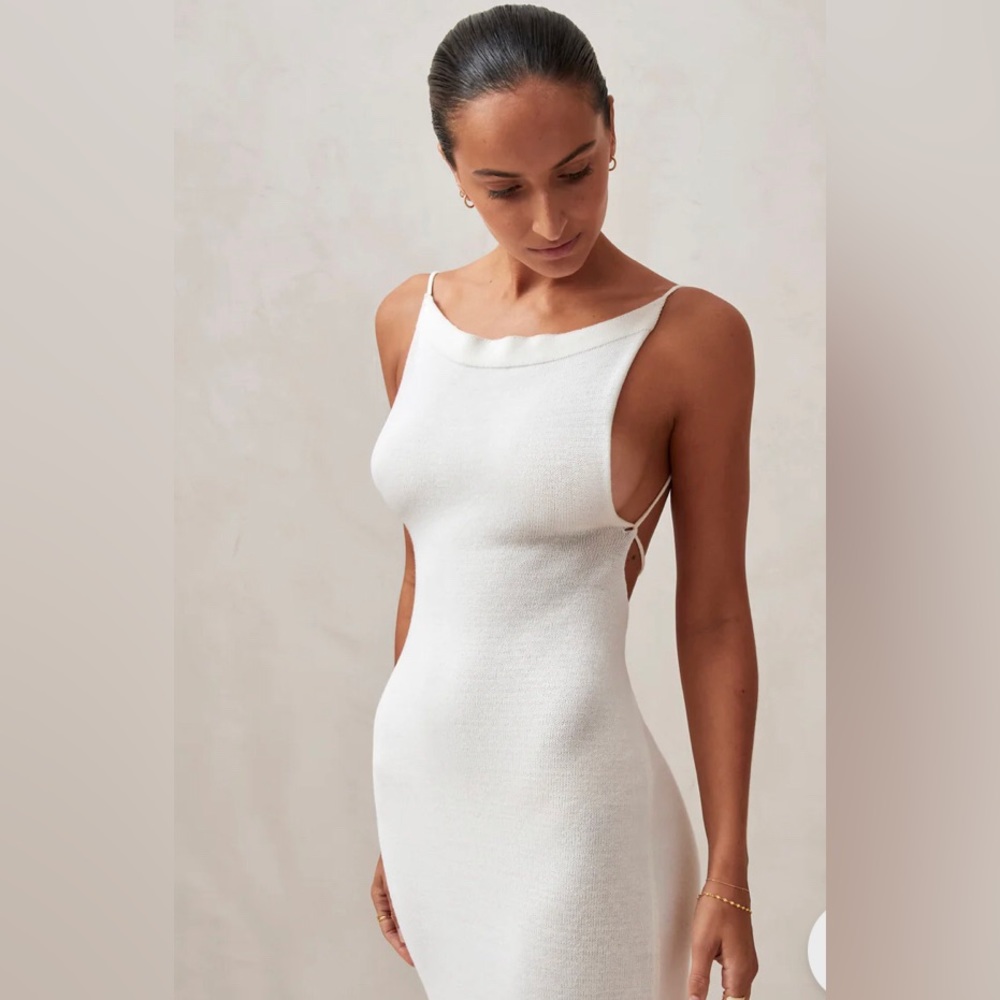 ALOHAS Delicate Strap Ivory Knit Midi Dress - Small